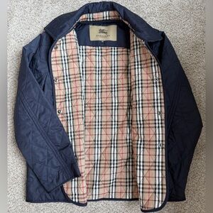 Burberry Blue and Cream Lightweight Shirt Jacket